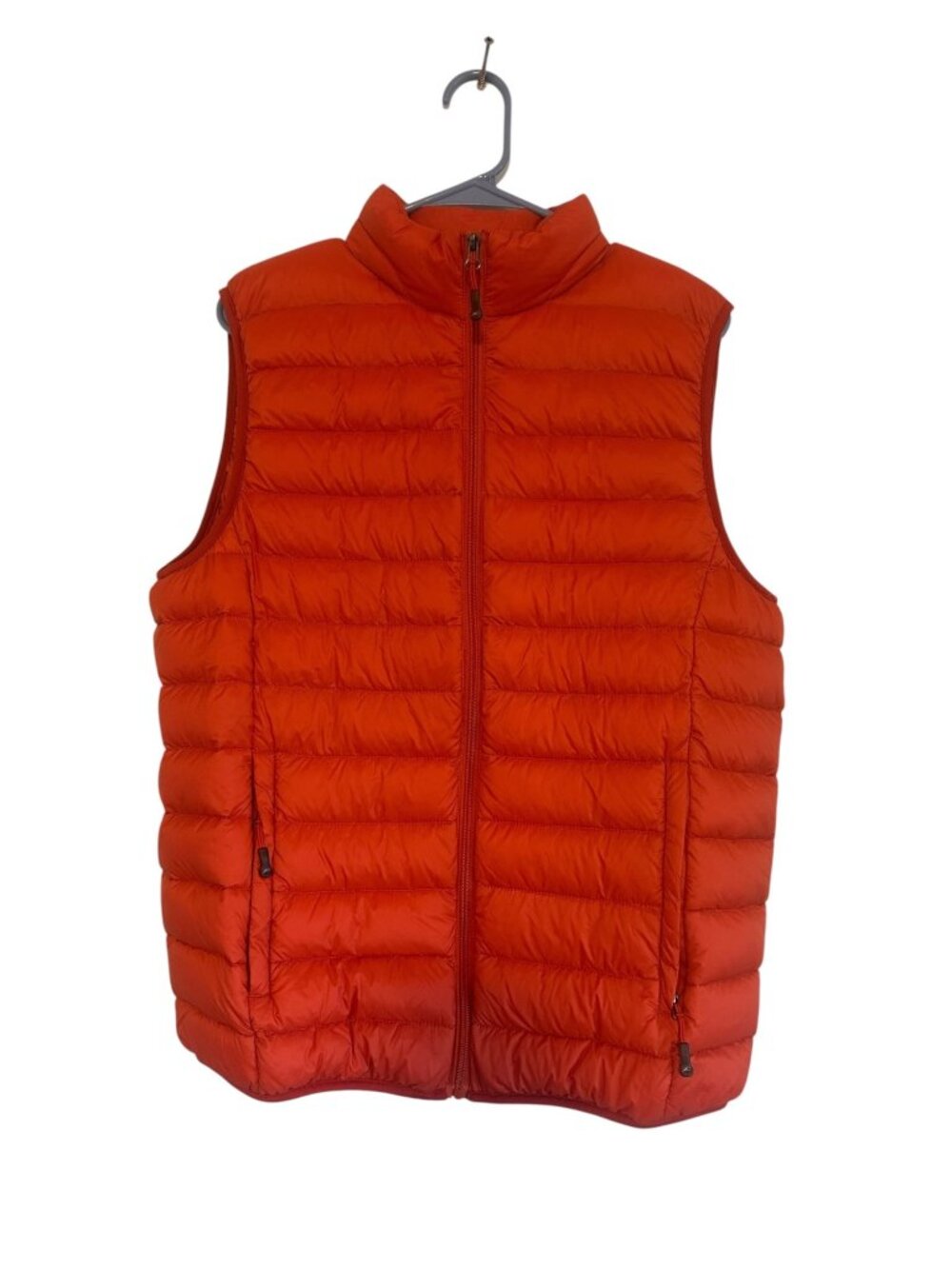 Down Insulated Puffer Vest Mens Medium Orange Lightweight Outdoor Gorpcore Golf